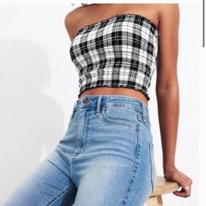 Hollister Tube Top .Black and White Plaid
